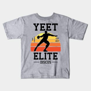 Yeet Elite Discus Athlete Retro Track N Field Athlete Kids T-Shirt